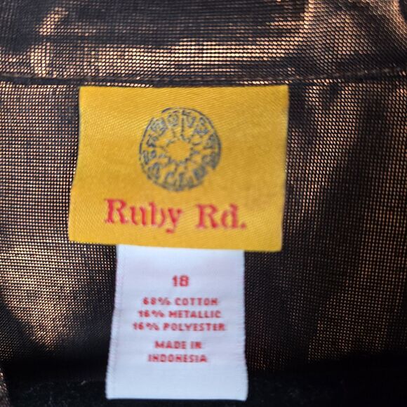 Ruby Rd Blouse Shirt Womens 18 Brown Metallic Button Up Roll Tab Sleeve Pockets - Picture 3 of 14